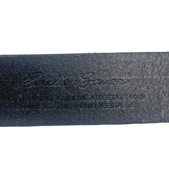 EDDIE BAUER Belt Embossed Leather Sz. Small Black USA Made 1.5\